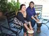 Sharlaine Assur - learning to drum with fellow Safari Expert, Shihaam